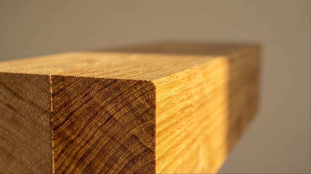 Iroko : surface du bois brut raboté en gros plan